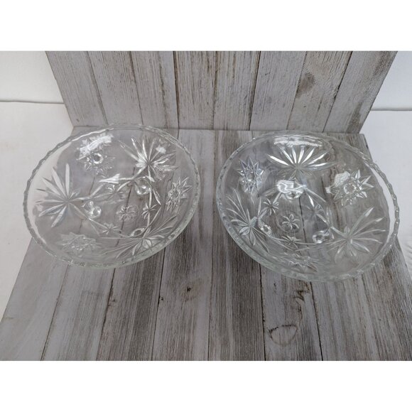 Vintage Set of 2 Anchor Hocking Star Of David 3 Footed Glass Bowl Bon Bon Dish - Picture 4 of 7